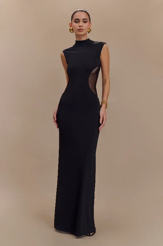 Best Deals Just for You!Massie Slinky And Mesh Maxi Dress - Black