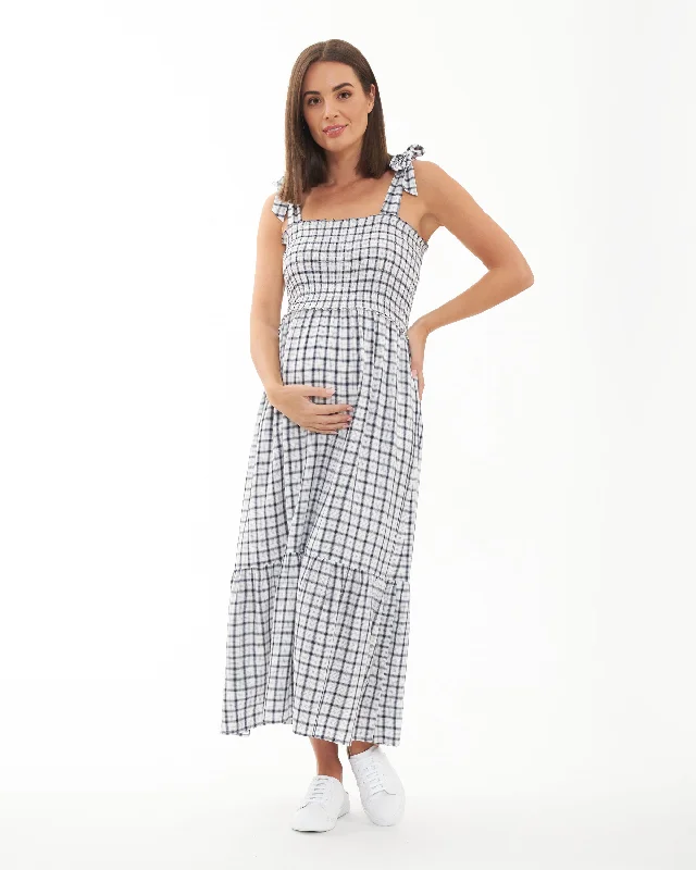Best Price of the Season!Phoebe Smocked Dress White / Navy