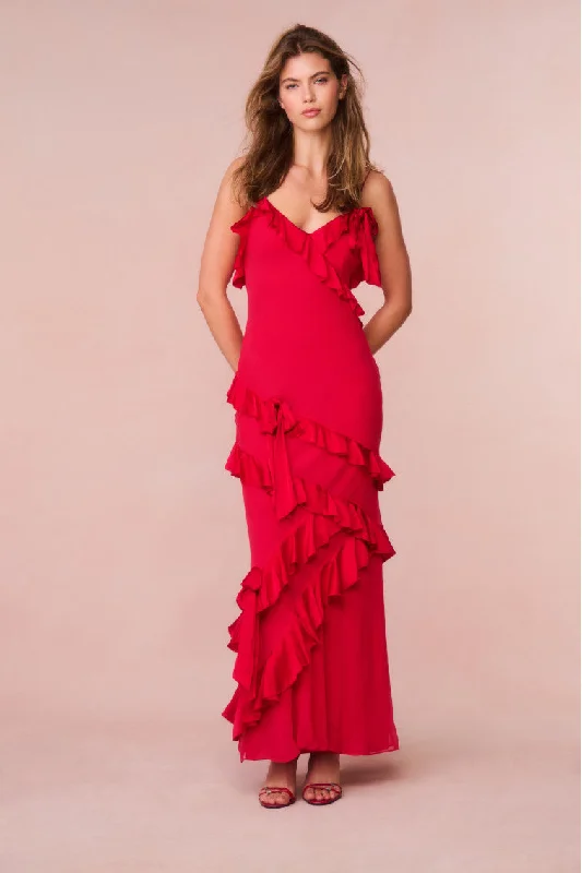Shop More, Spend Less!Rialto Silk Ruffle Maxi Dress