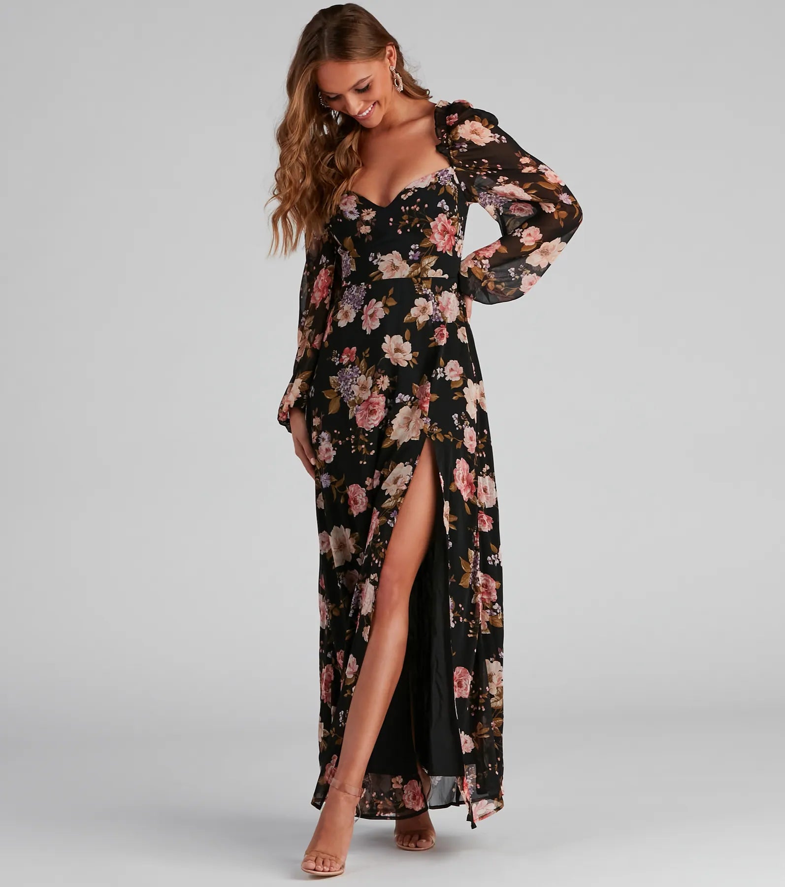 Upgrade for Less!Swept Away Floral Chiffon Maxi Dress
