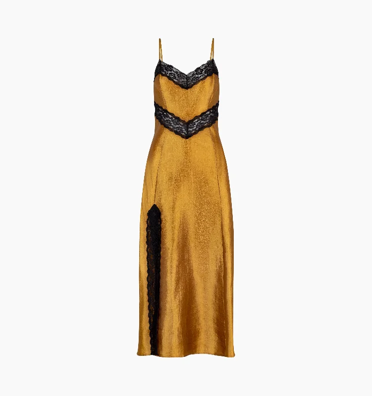 Flash Deals – Act Quickly!The Ida Dress - Amber Crushed Satin