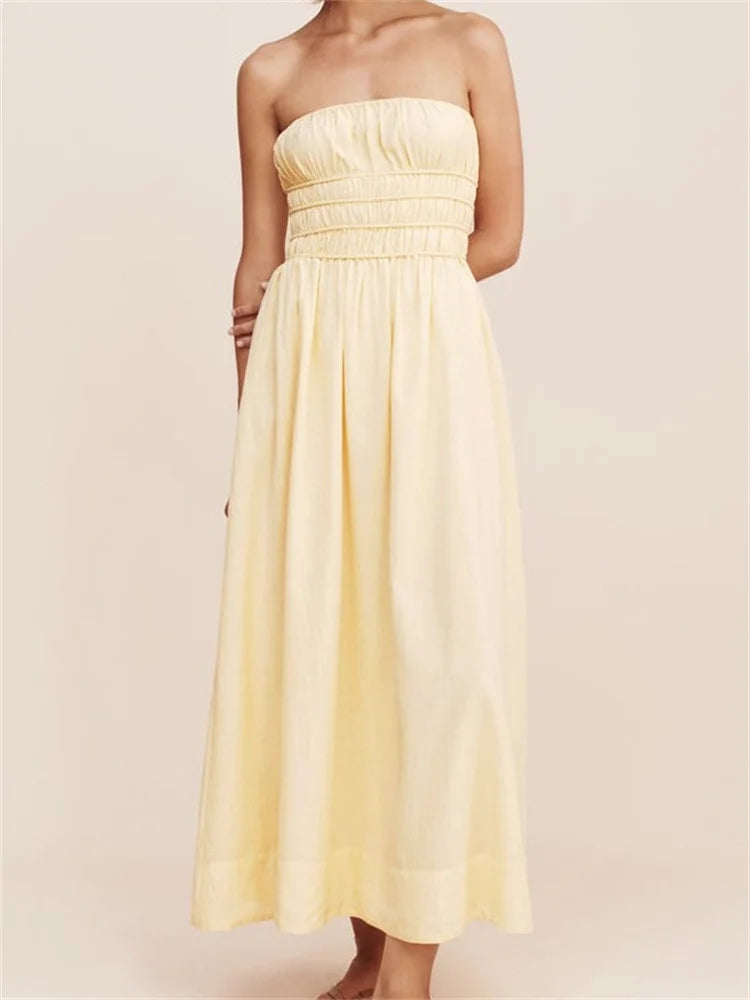 Your Dream Deal is Here!Amy Fashion - Women Ruched Strapless Tube Solid Summer Backless Party A-Line for Cocktail Streetwear Aesthetic Vestidos Your Dream Deal is Here!Amy Fashion - Women Ruched Strapless Tube Solid Summer Backless Party A-Line for Cocktail Streetwear Aesthetic Vestidos