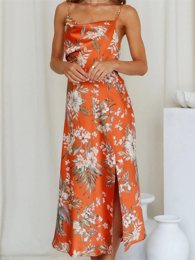 Save More with Every Purchase!Amy Fashion - Women V-neck Floral Print Sleeveless Strap Side Split for Party Club Wedding Night Female Vestidos Save More with Every Purchase!Amy Fashion - Women V-neck Floral Print Sleeveless Strap Side Split for Party Club Wedding Night Female Vestidos