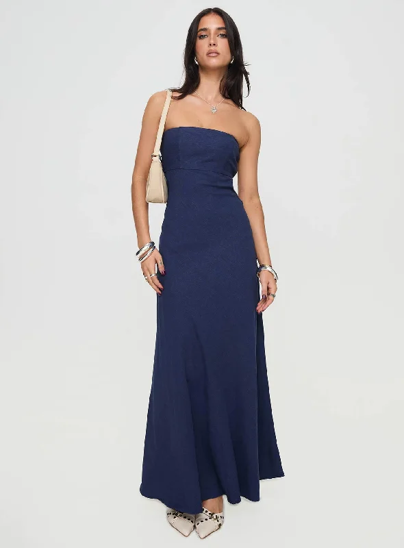 Best Price of the Season!Yahir Strapless Maxi Dress Navy
