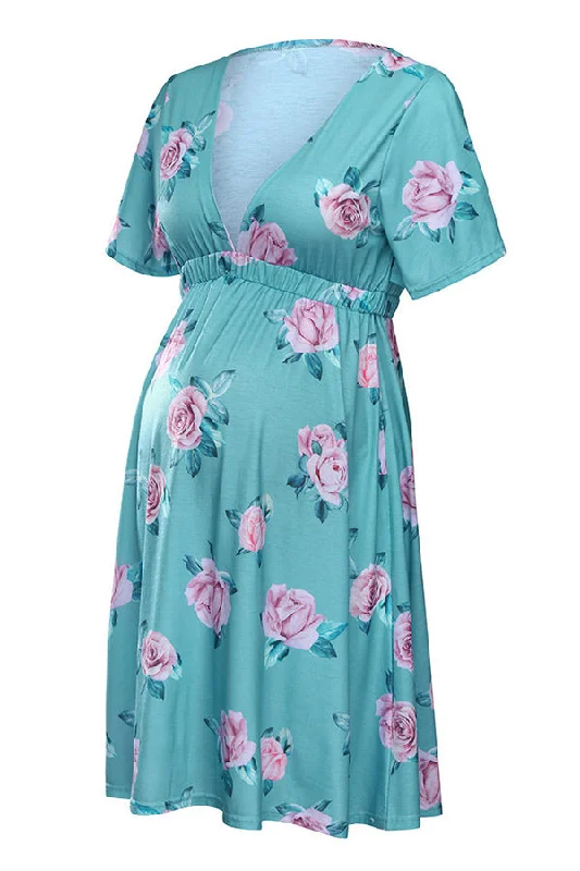 Time to Snag a Bargain!Floral Casual Maternity Short Dress