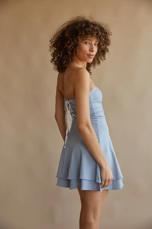 Get the Best for Less!Agnes Strapless Lace Up Mini Dress