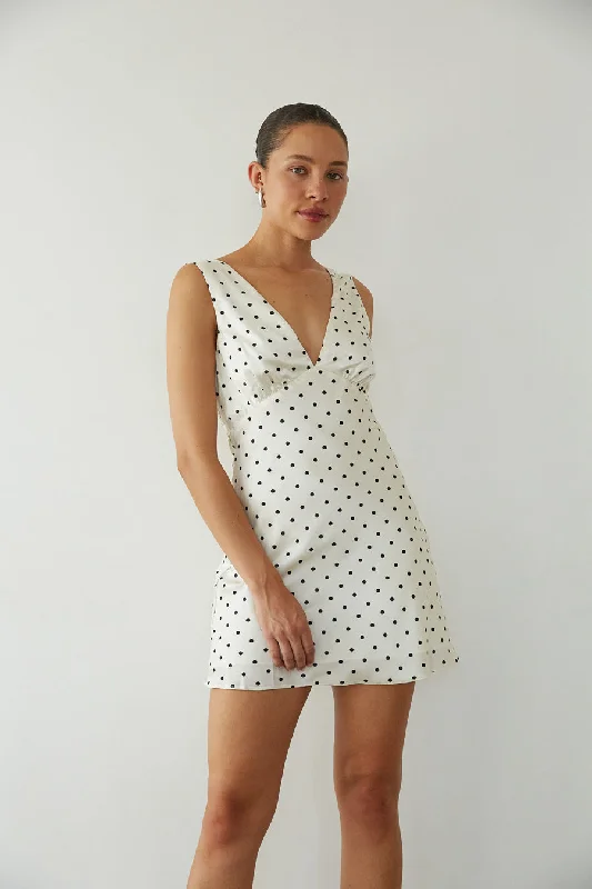 Hurry! While Supplies Last!Annie Polka Dot Satin Mini Dress