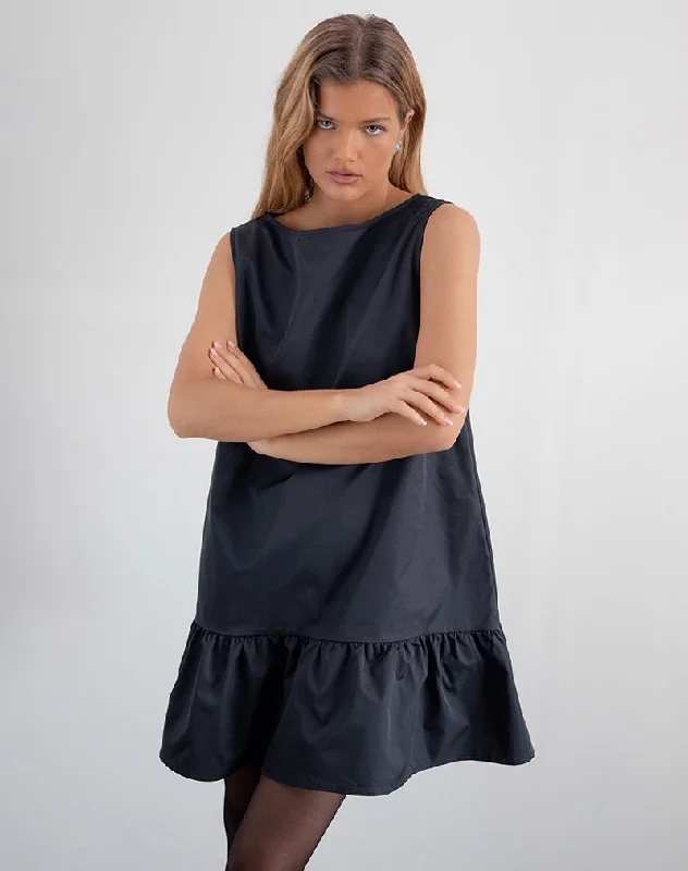 Limited Deals, Unlimited Savings!Arkana Babydoll Mini Dress in Black Taffeta