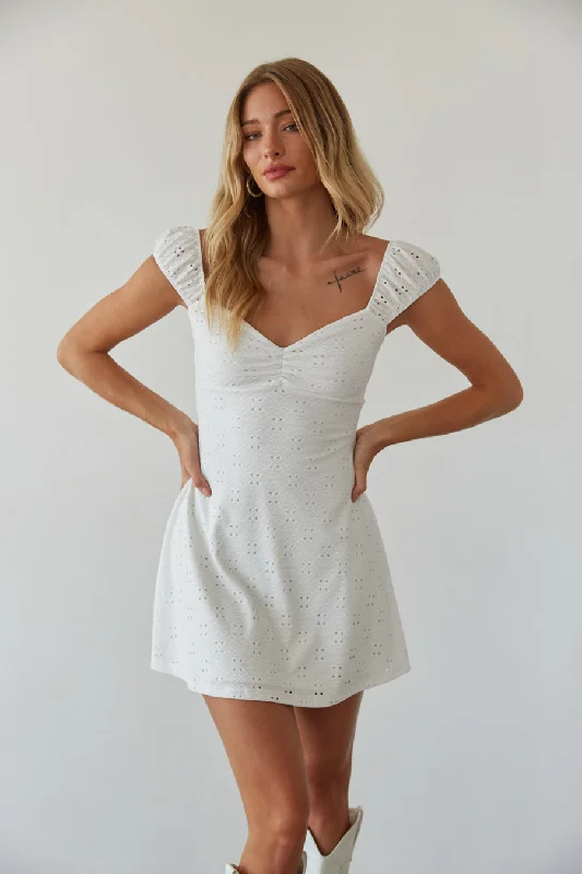 Your Wallet Will Thank You!Aspen Puff Sleeve Eyelet Lace Mini Dress