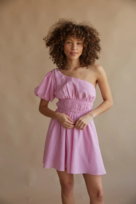 Shop Early, Save Big!Charlotte One Shoulder Puff Sleeve Babydoll Mini Dress