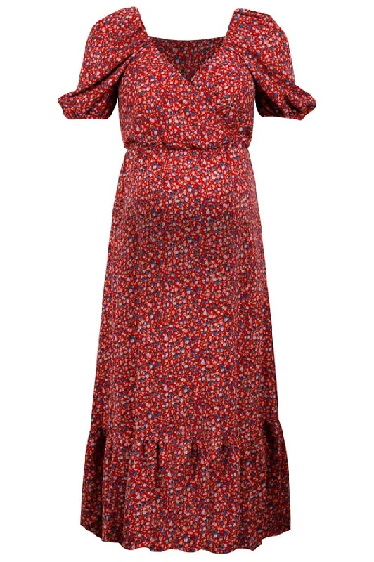 Your Shopping Spree Starts Here!Comfortable Short Sleeves Floral Breastfeeding Maternity Dress