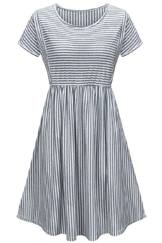 Must-Have Deals Inside!Comfortable Striped Stitching Pregnancy Short-Sleeved Dress