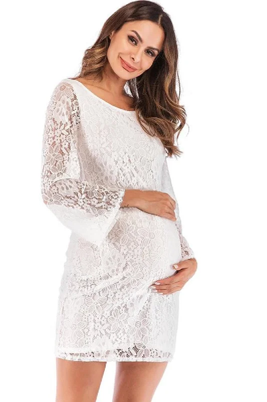 Don’t Wait – Deals Won’t Last!Comfy Lace Short Maternity Dress With Sleeves