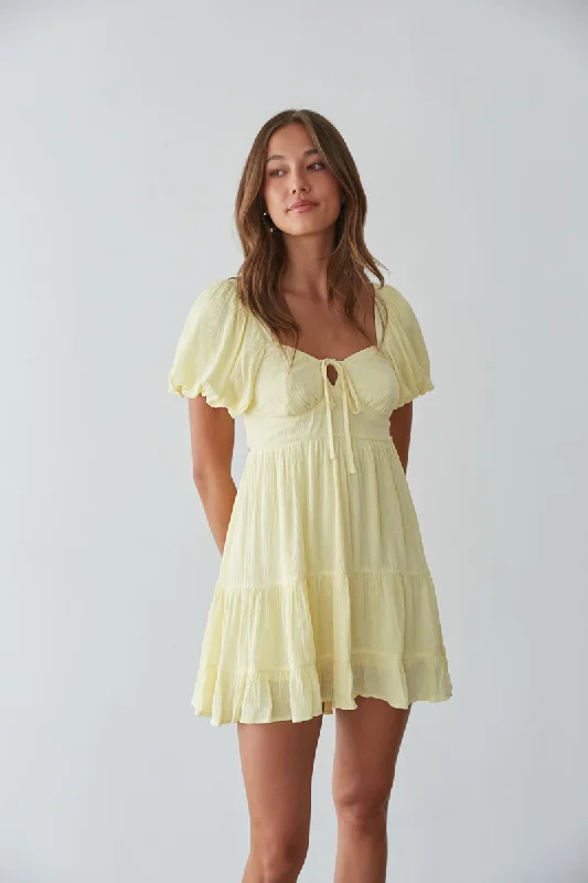 Today Only – Don’t Miss It!Dallas Open Back Puff Sleeve Babydoll Mini Dress