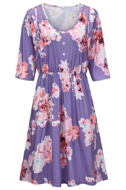 Your Shopping Spree Starts Here!Fashion Printed Breastfeeding Comfortable 3/4 Sleeve Dress