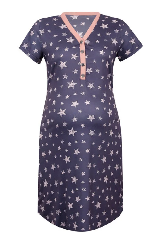 Huge Price Cuts Await!Fashion Star Pattern Nursing Skirt Maternity Dress