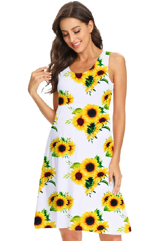 Crazy Discounts Inside!Fashionable Sleeveless Multi-Branch Sunflower Maternity Dress Crazy Discounts Inside!Fashionable Sleeveless Multi-Branch Sunflower Maternity Dress