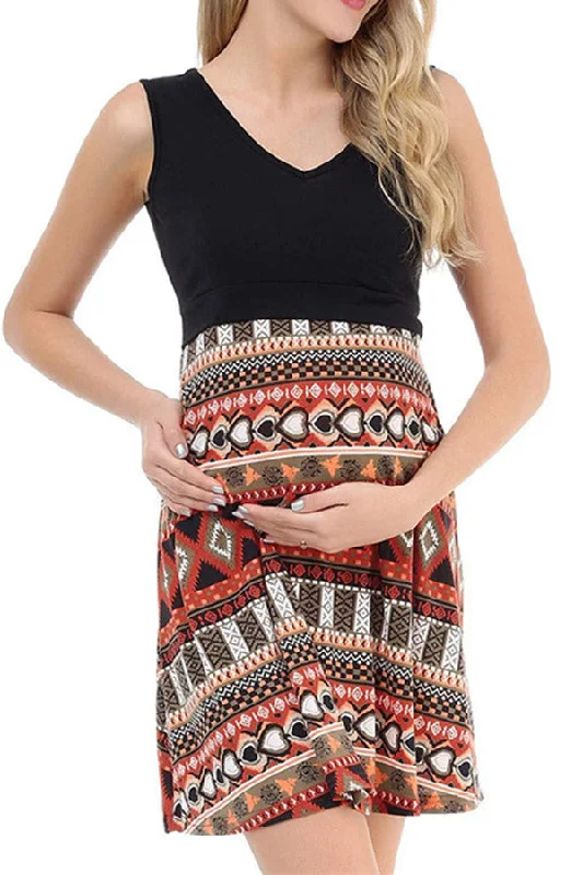 Special Offer – Act Fast!Fit And Flare Print Nursing Maternity Short Dress