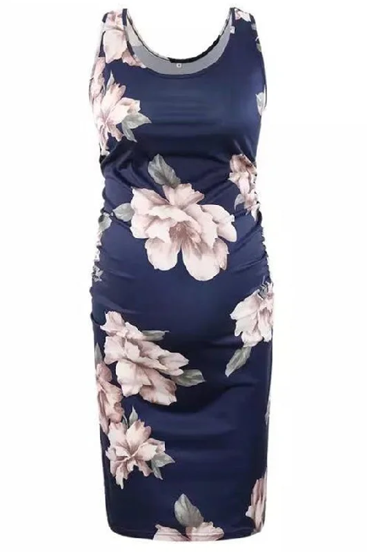 Exclusive Offers You’ll Love!Floral Knee Length Maternity Sleeveless Dress