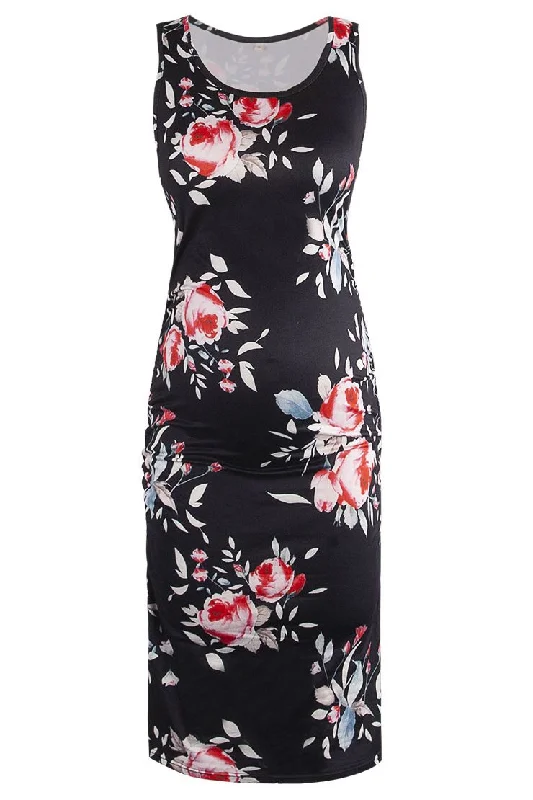 Shop the Hottest Deals!Floral Maternity Fitted Casual Tank Dress