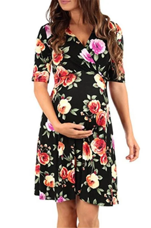 Buy One, Get One Free!Floral Wrap Maternity Dress For Summer
