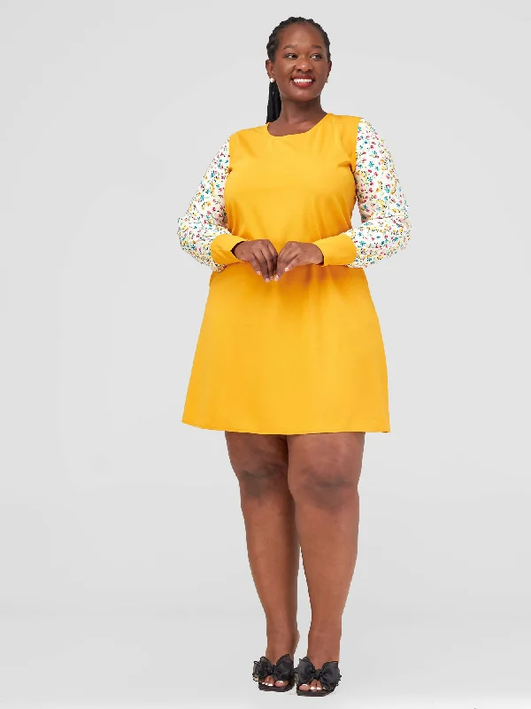Crazy Discounts Inside!Jolly Fancy Wear Tamasha Shift Dress - Mustard
