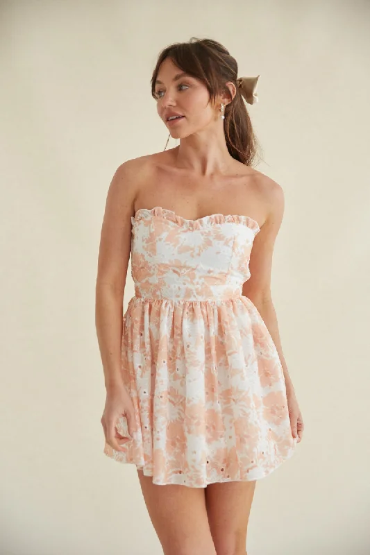 Unbeatable Prices!Kaylie Strapless Floral Eyelet Lace Mini Dress