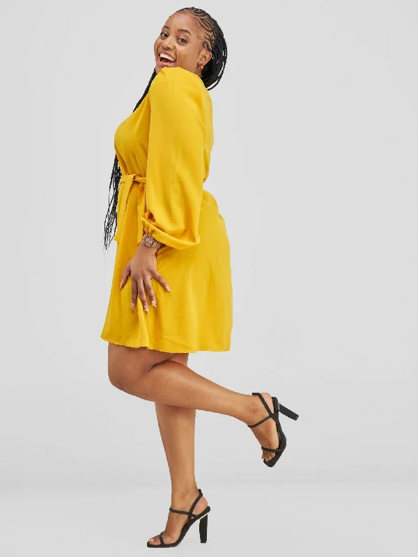 One Click Away from Big Savings!Lizola Chiasoka Shift Dress - Yellow