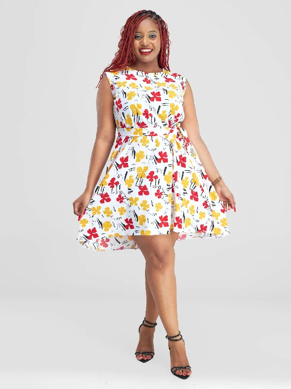Buy One, Get One Free!Lizola Delilah Floral Shift Dress - Mustard / Red / White
