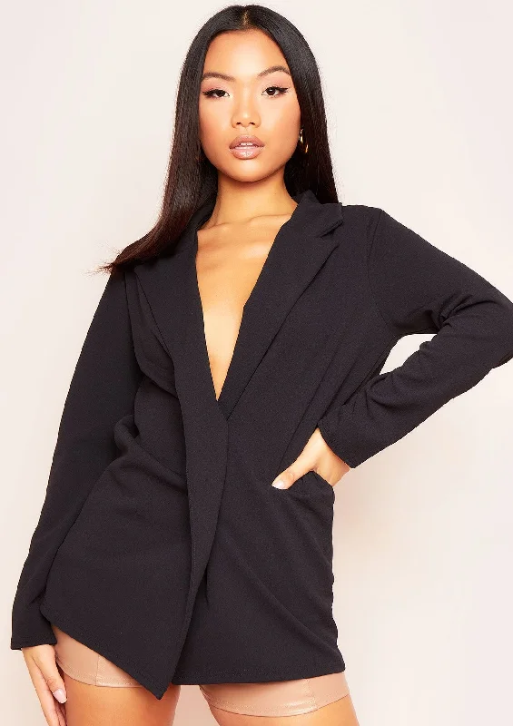 Limited Time Offer!Lucy Black Casual Slim Fit Blazer
