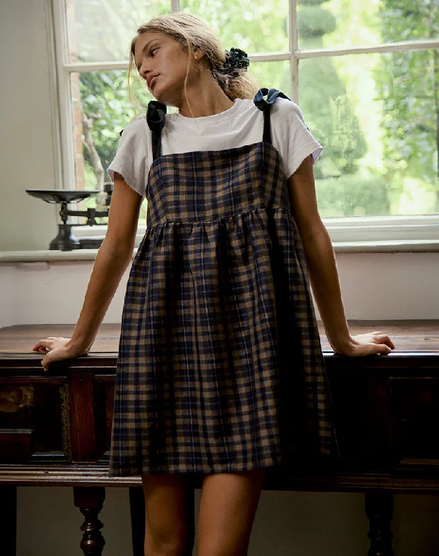 Your Favorite Items on Sale Now!Mikayla Square Neck Mini Dress in Navy and Mustard Check