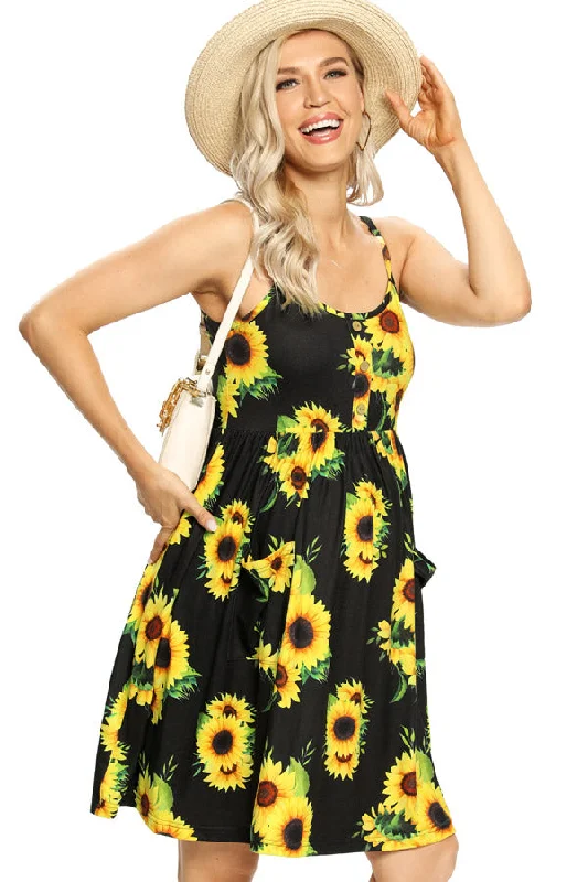 Upgrade for Less!Multiple Sunflower Slings Dress Short Maternity Dress