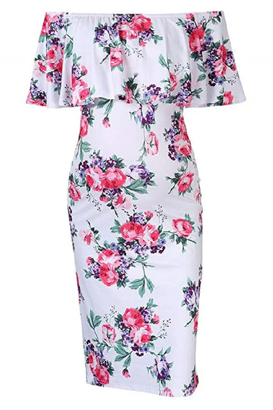 New Discounts Just Dropped!Off the Shoulder Printing Floral Bodycon Maternity Dress New Discounts Just Dropped!Off the Shoulder Printing Floral Bodycon Maternity Dress