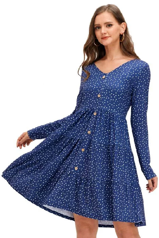 Save Up to 50% Off!Polka Dot Casual Buttoned Short Maternity Dress