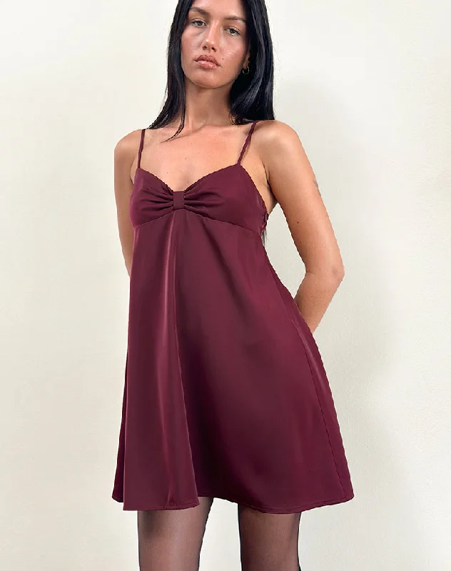 New Discounts Just Dropped!Rafaila Mini Slip Dress in Satin Burgundy