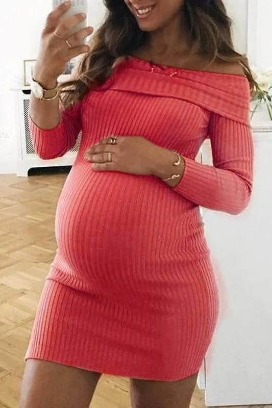 Flash Sale – Act Fast!Sexy Bodycon Off-the-shoulder Short Maternity Dress