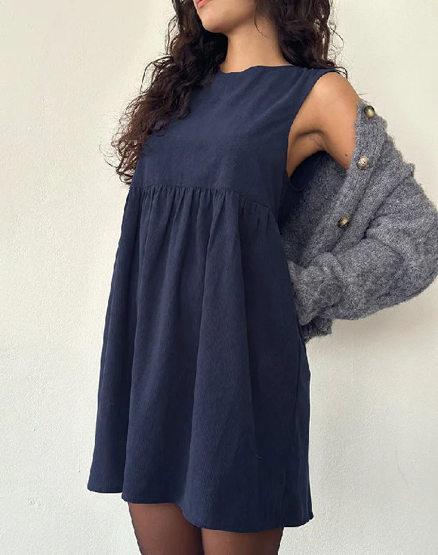 Seasonal Sale – Shop Now!Sheba Mini Dress in Babycord Ink Blue
