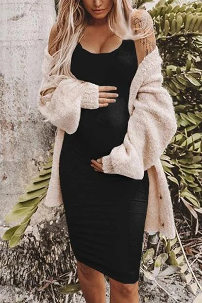 Biggest Sale of the Season!Solid Sleeveless Maternity Tank Dress