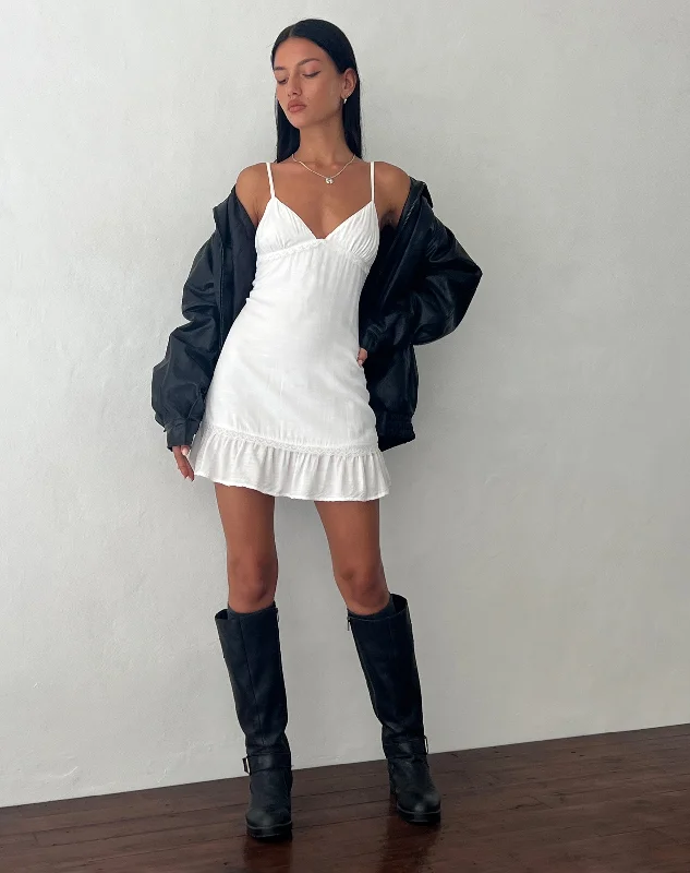 Score Big Savings Today!Tavita Frill Mini Dress in White