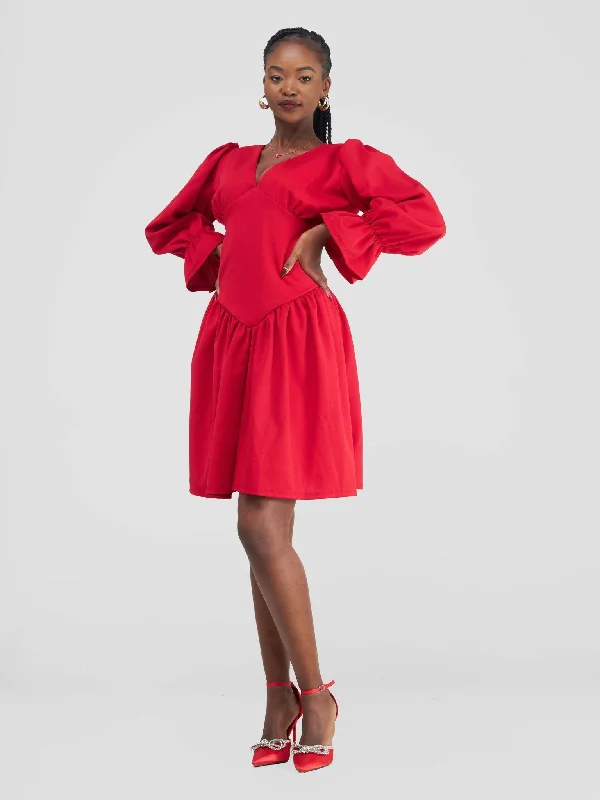 Hottest Discounts of the Year!Skater Dress - Red